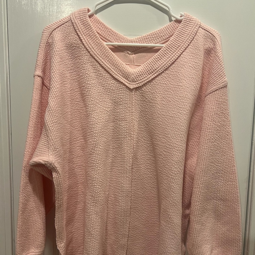 Aerie Soft Pink V-Neck Sweatshirt